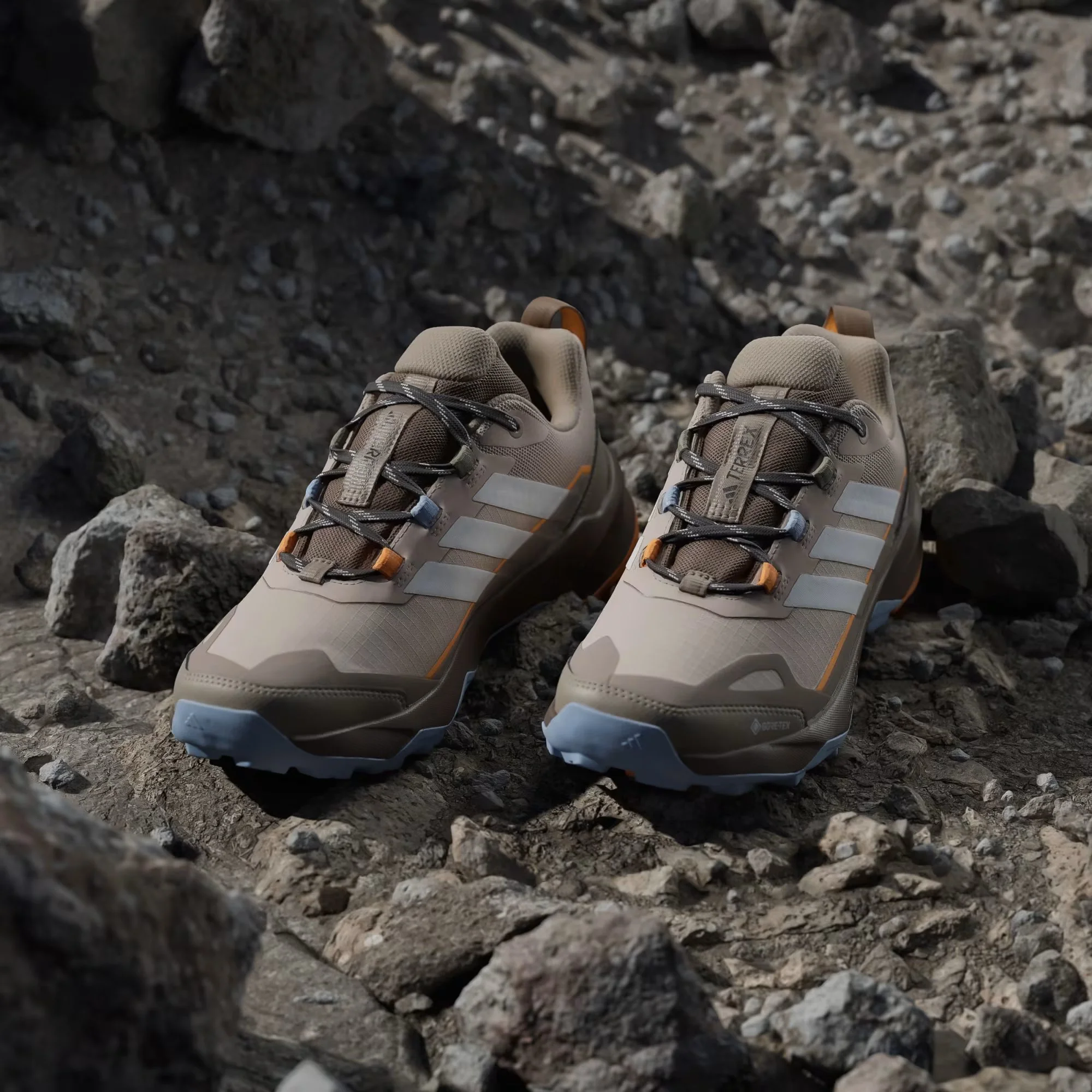Adidas Terrex Women's Skychaser AX5 GORE-TEX Hiking Shoes Wonder Taupe/Off White/Glow Blue HP7169 - Image 4