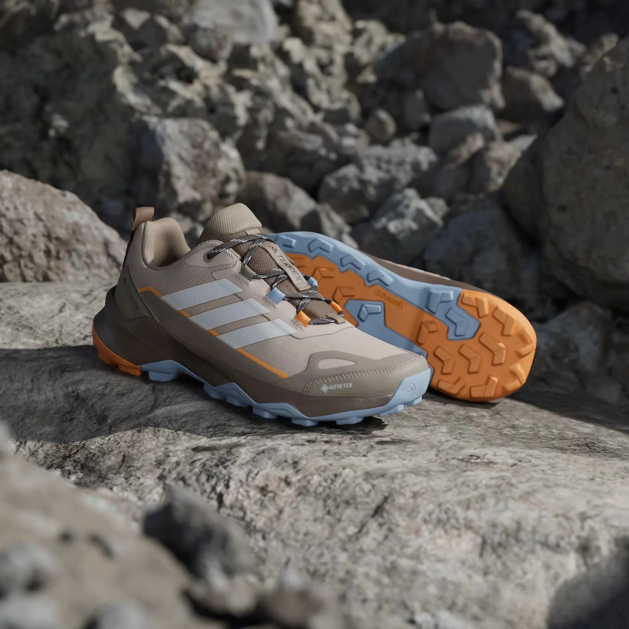 Adidas Terrex Women's Skychaser AX5 GORE-TEX Hiking Shoes Wonder Taupe/Off White/Glow Blue HP7169 - Image 7