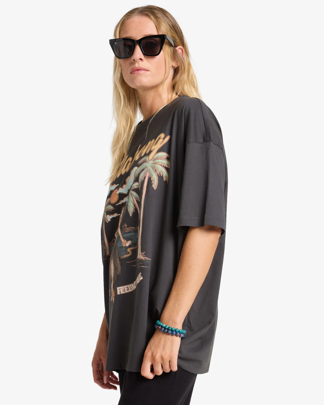 Billabong Womens' My Sunny Girl Short Sleeve T-Shirt Off Black EBJZT00477-OFB - Image 3