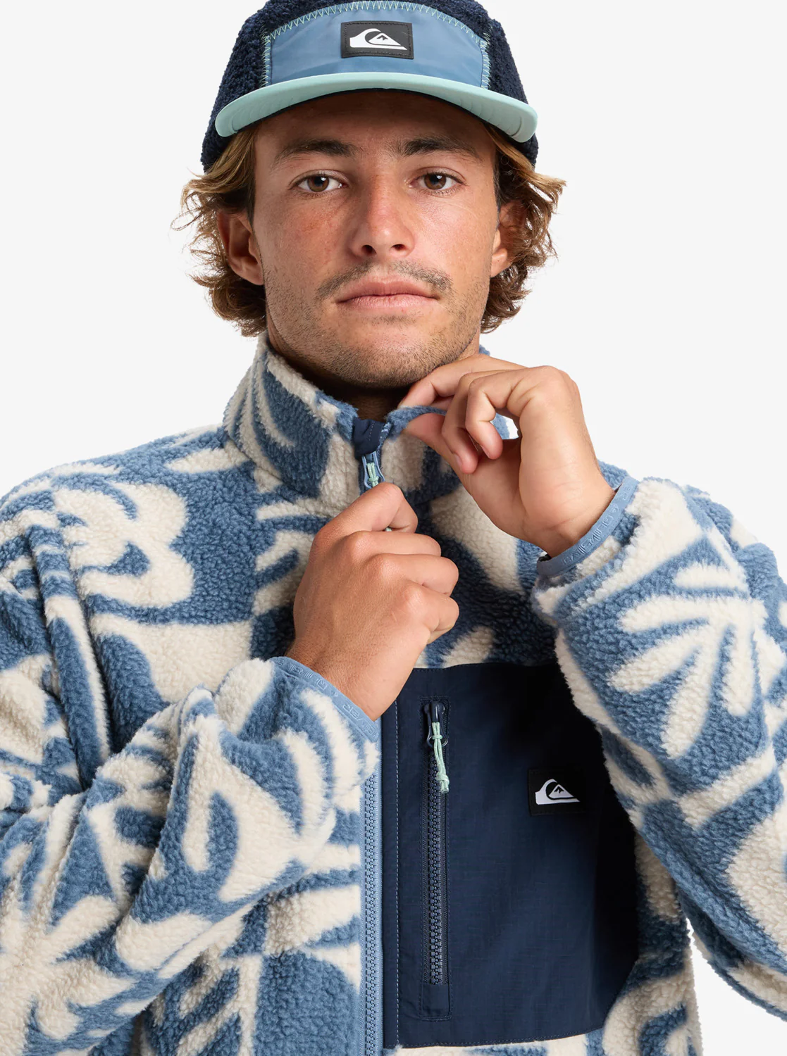 Quiksilver Men's Clean Coast Full Zip Fleece China Blue Desert Checker EQYPF03066-BND6 - Image 6