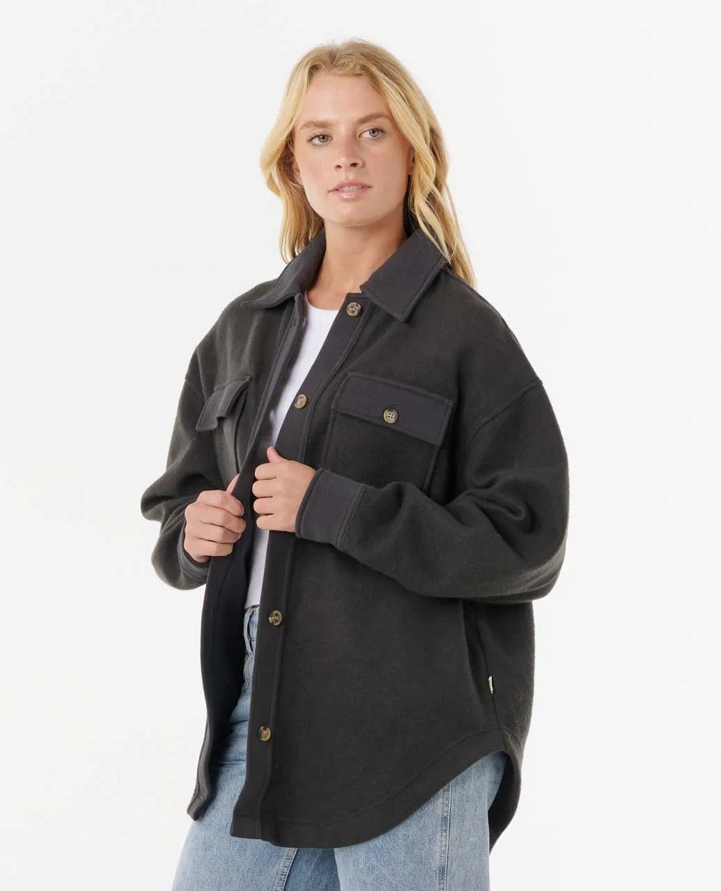 Rip Curl Women's High Tide Fleece Shacket Washed Black 02BWJA-8264 - Image 4
