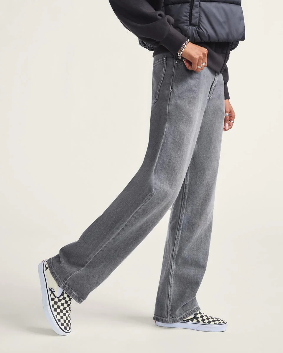 Vans Women's Sirelle 5 Pocket Puddle Pants Grey Wash VN000MB5Y7J - Image 4